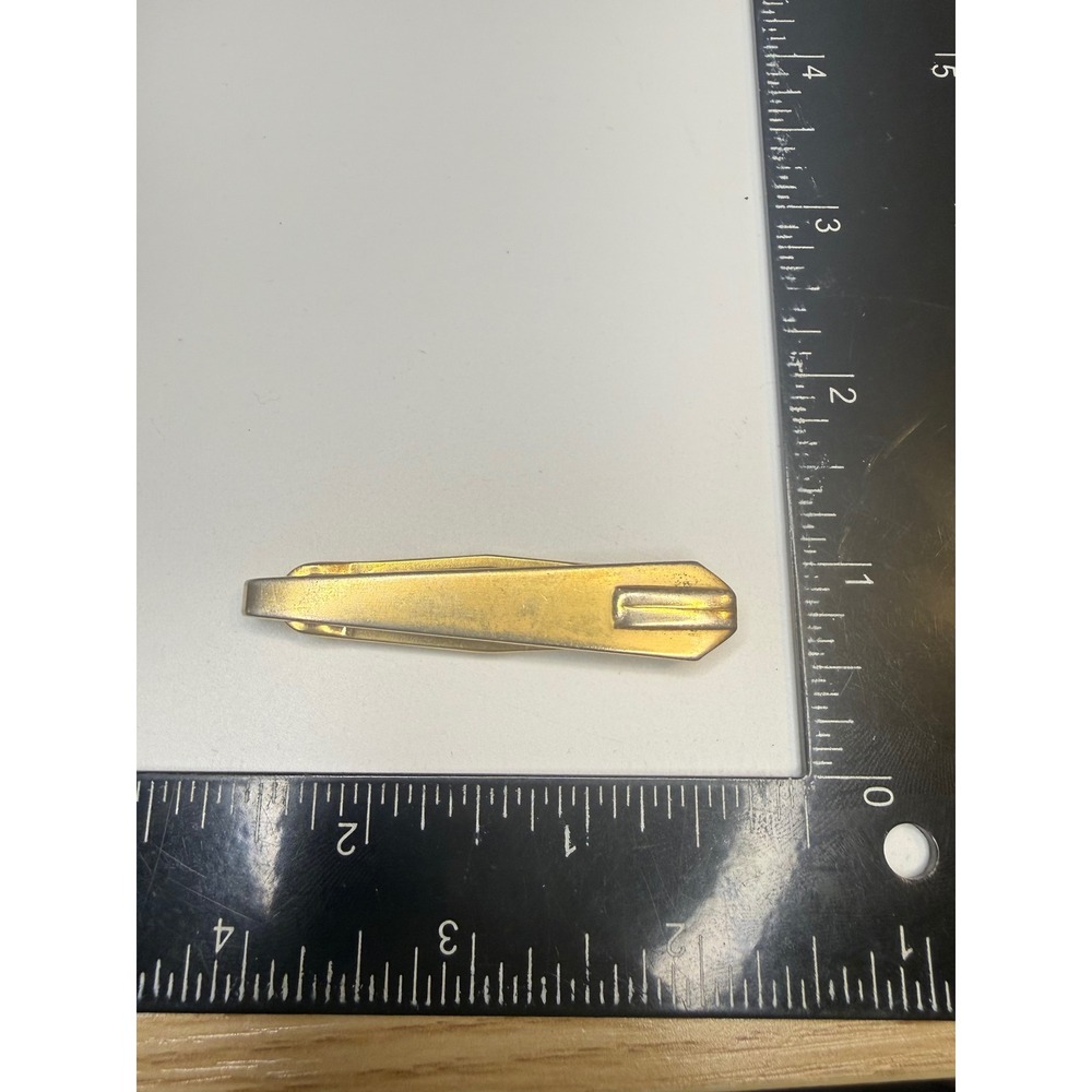 Vintage Swank Gold Tone Tie Bar Art Deco Geometric Pat 1714540 Mens Accessory